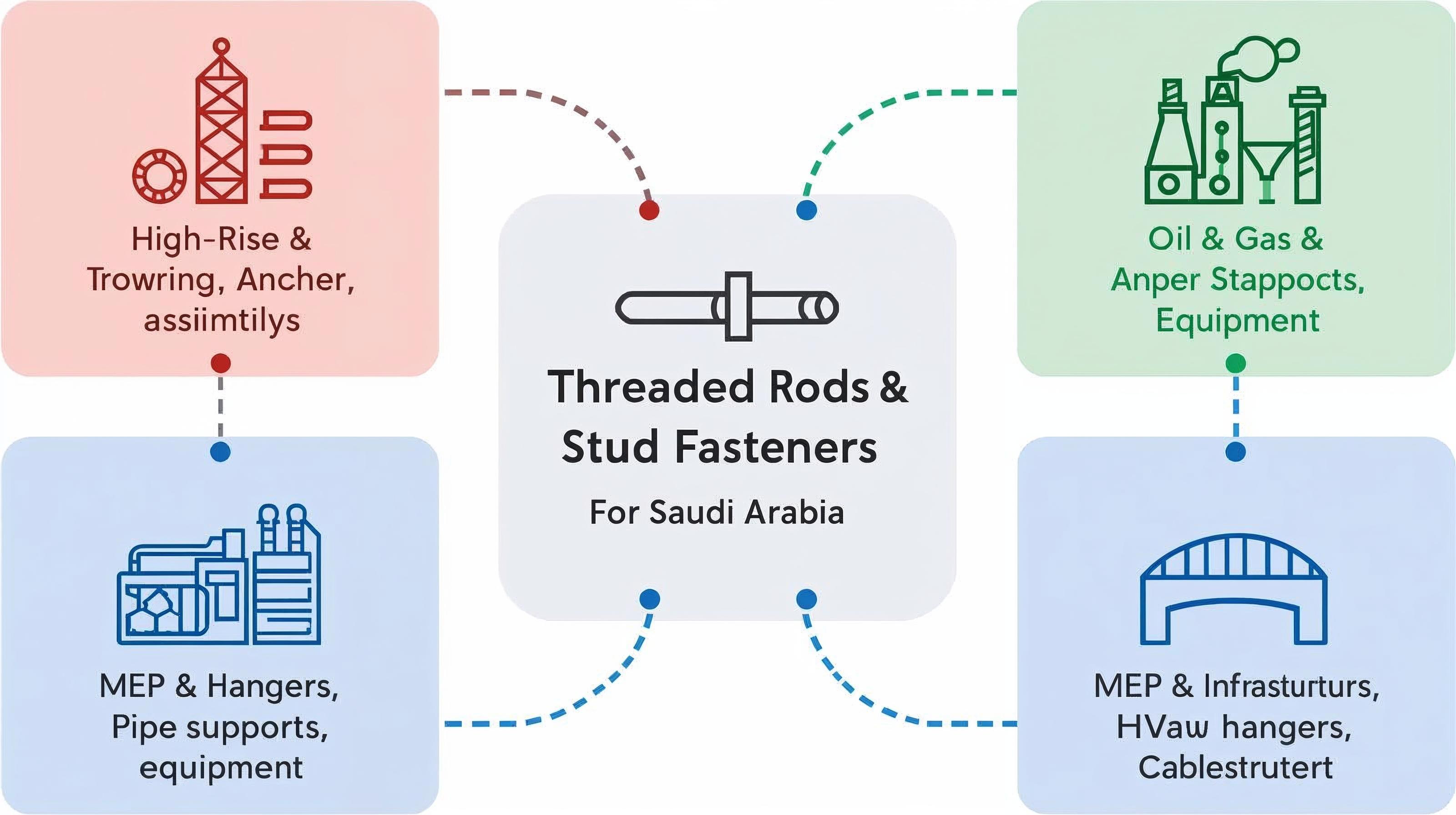 Threaded rods and stud fasteners supplied for Saudi Arabia projects