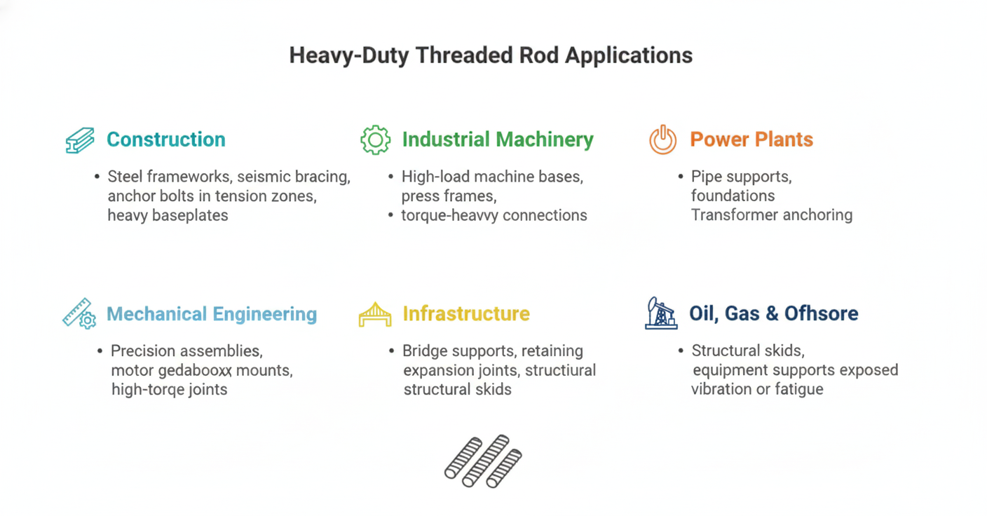 Applications of DIN 975 Grade 8.8 threaded rods in construction and industry